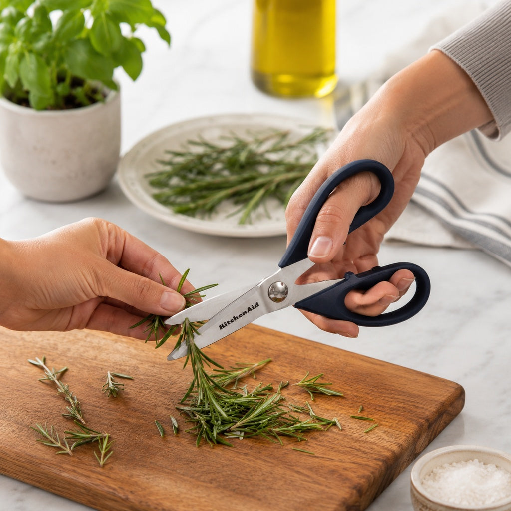 KitchenAid Navy Blue Kitchen Scissors Stainless-Steel Utility Shears with Protective Sheath