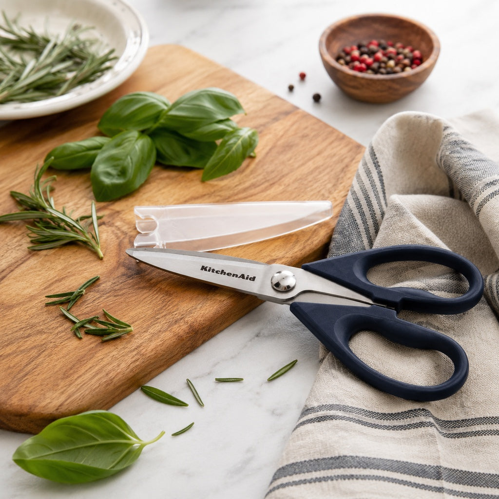 KitchenAid Navy Blue Kitchen Scissors Stainless-Steel Utility Shears with Protective Sheath