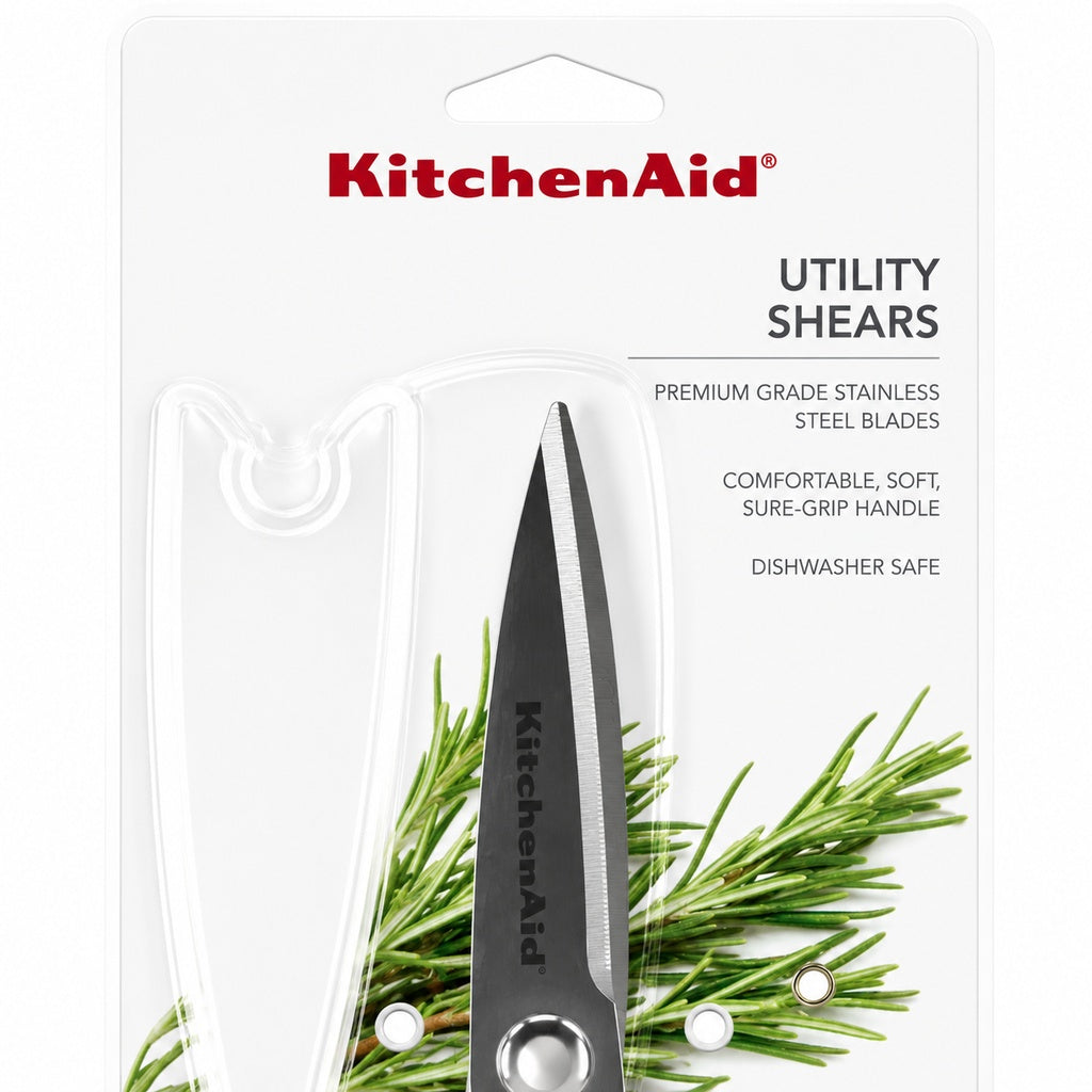 KitchenAid Gray Kitchen Scissors Stainless-Steel Utility Shears with Protective Sheath