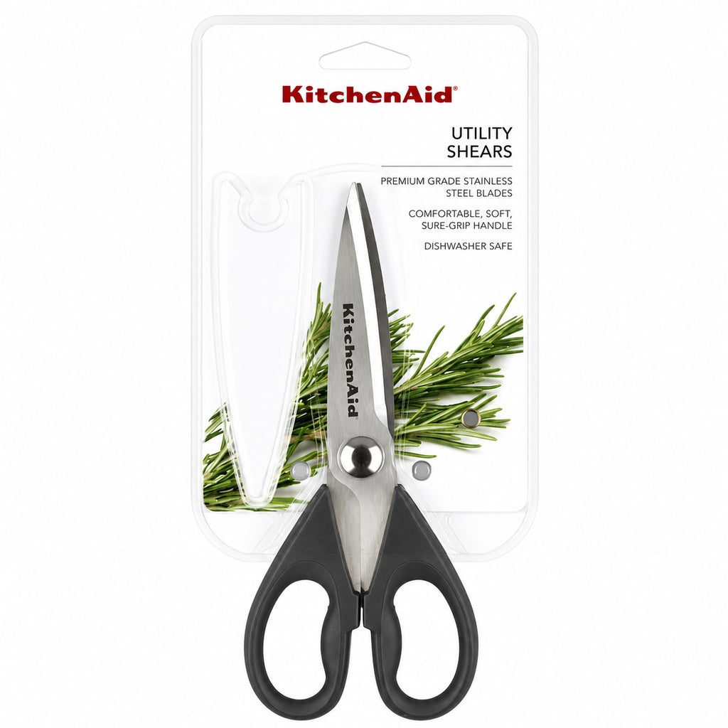 KitchenAid Gray Kitchen Scissors Stainless-Steel Utility Shears with Protective Sheath