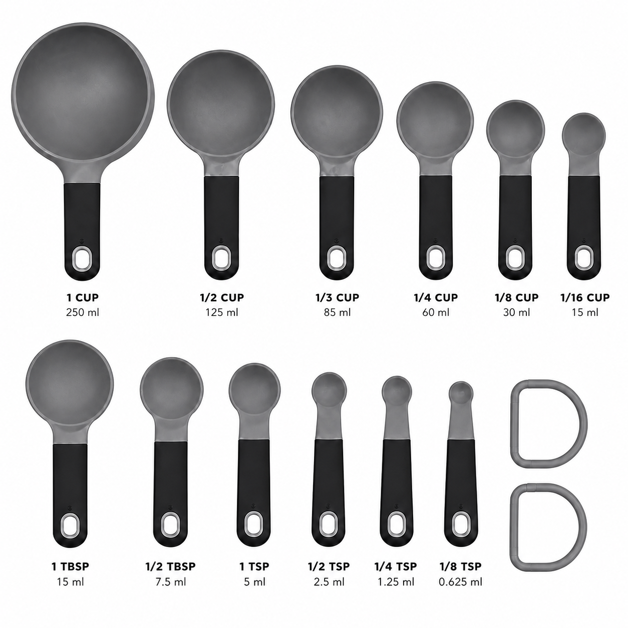 KitchenAid 9-Piece Measuring Cups & Spoons Set – Gray, Dishwasher Safe