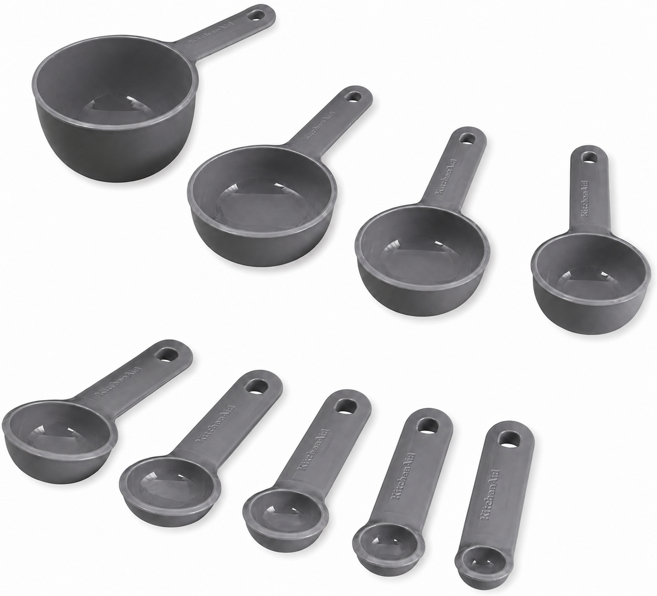 KitchenAid 9-Piece Measuring Cups & Spoons Set – Gray, Dishwasher Safe