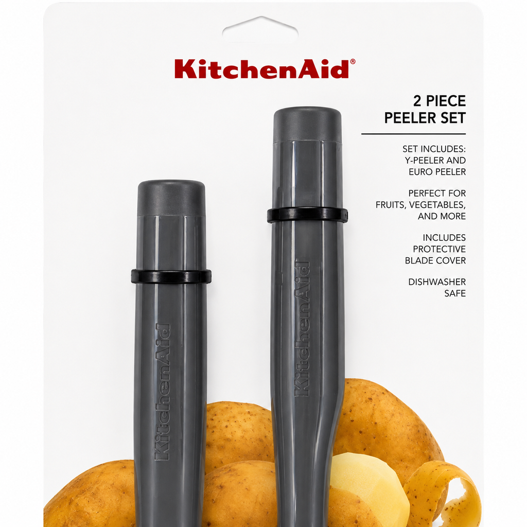 KitchenAid 2-Piece Vegetable Peeler Set with Blade Covers Y Peeler & Euro Peeler – Gray