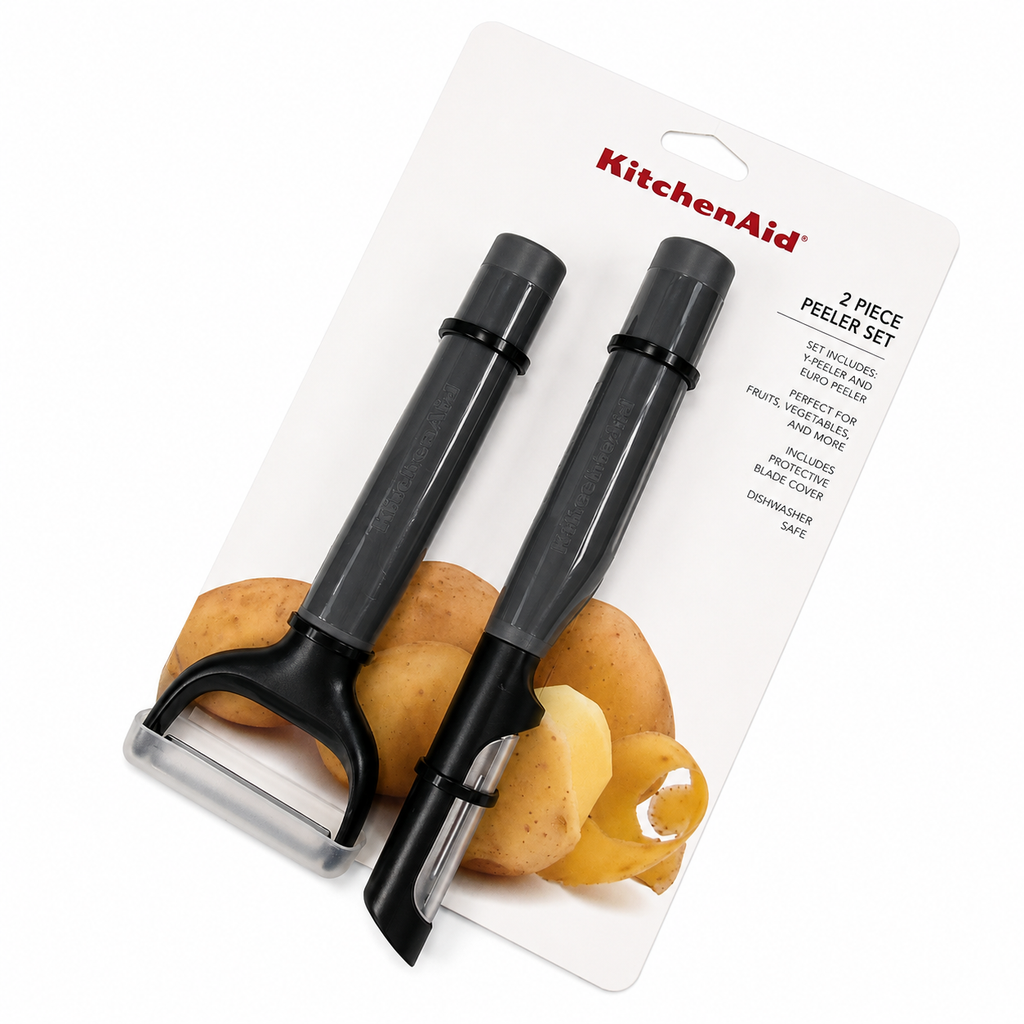 KitchenAid 2-Piece Vegetable Peeler Set with Blade Covers Y Peeler & Euro Peeler – Gray