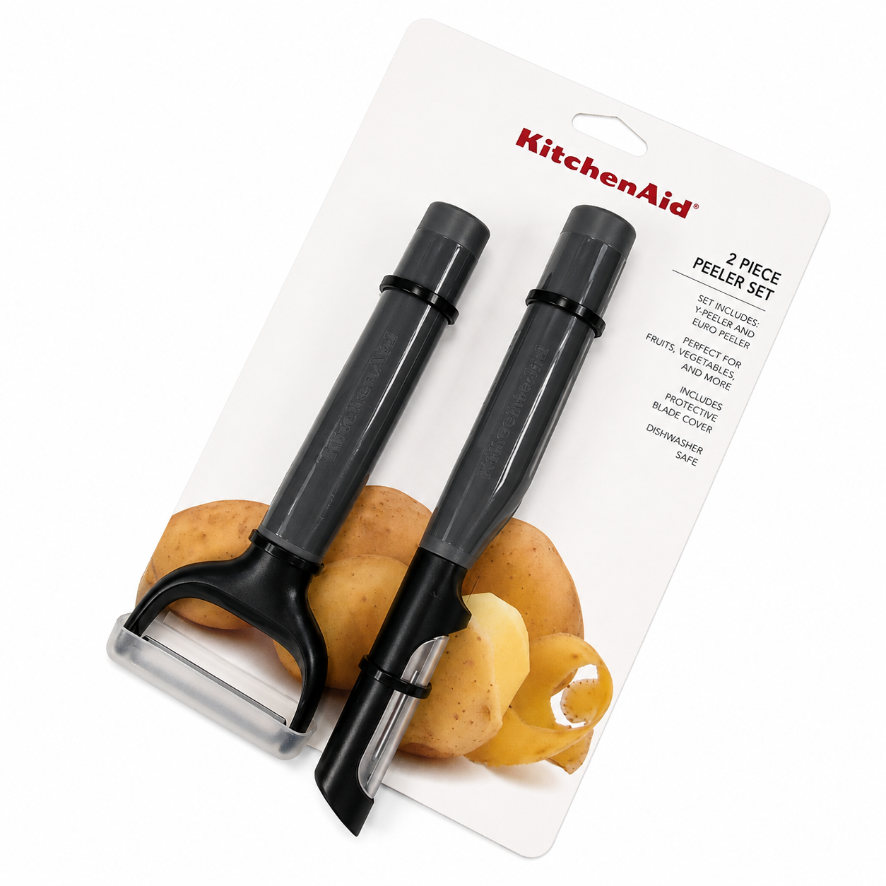 KitchenAid 2-Piece Vegetable Peeler Set with Blade Covers Y Peeler & Euro Peeler – Gray