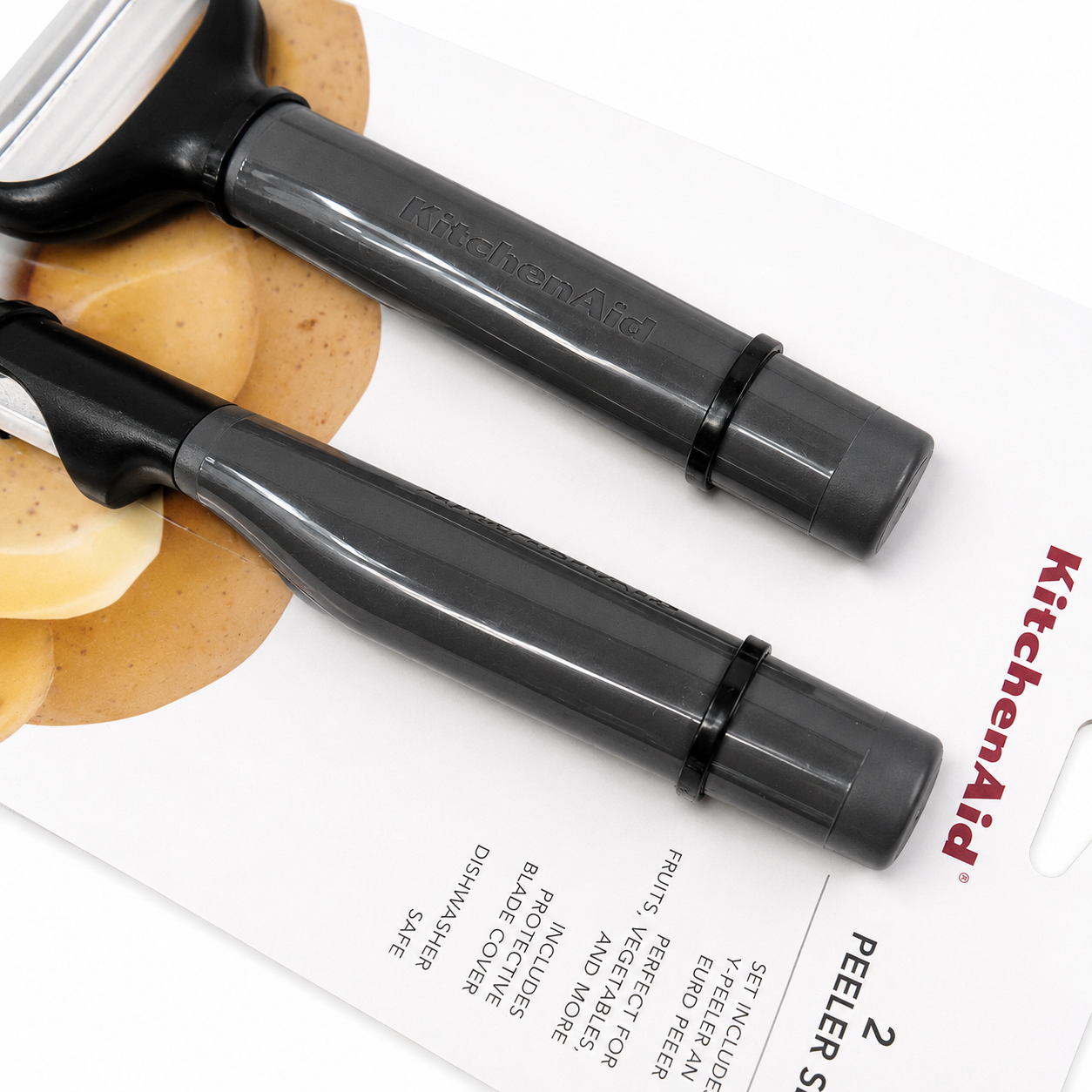 KitchenAid 2-Piece Vegetable Peeler Set with Blade Covers Y Peeler & Euro Peeler – Gray