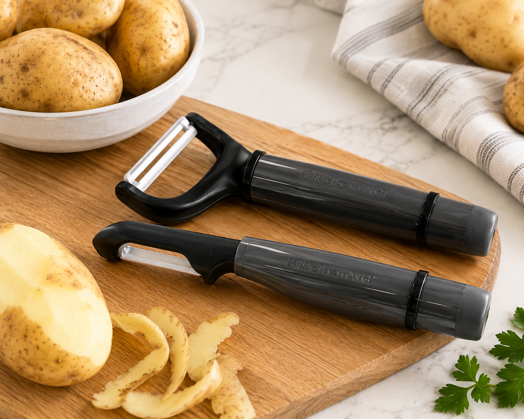 KitchenAid 2-Piece Vegetable Peeler Set with Blade Covers Y Peeler & Euro Peeler – Gray