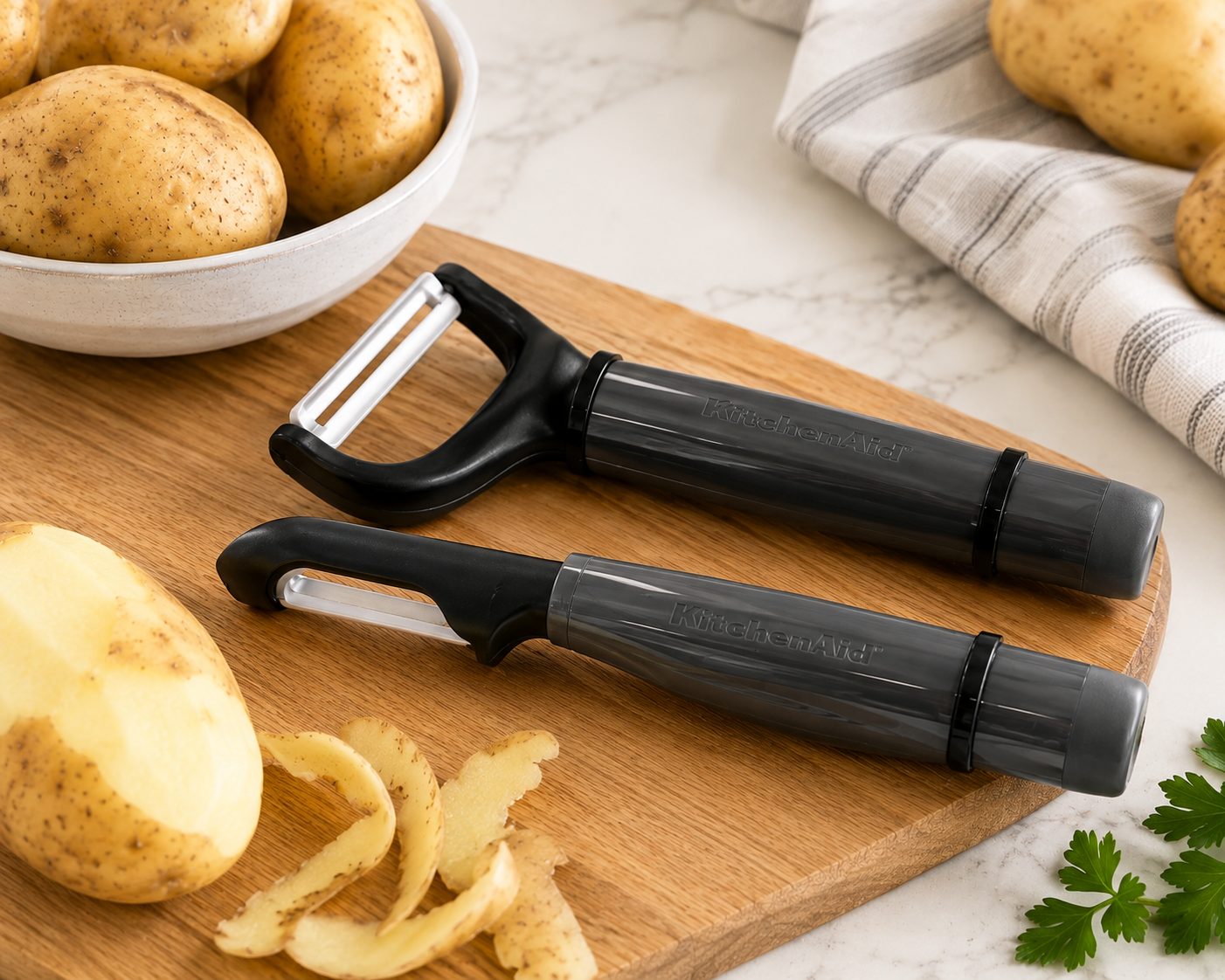 KitchenAid 2-Piece Vegetable Peeler Set with Blade Covers Y Peeler & Euro Peeler – Gray