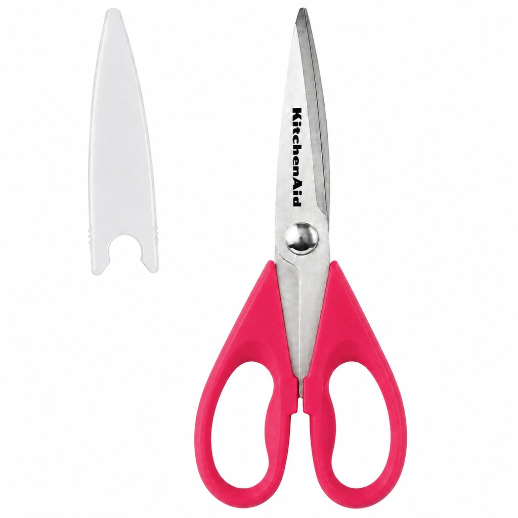 KitchenAid Dark Pink Kitchen Scissors Stainless-Steel Utility Shears with Protective Sheath