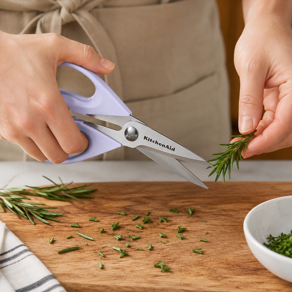 KitchenAid Lavender Purple Kitchen Scissors Stainless-Steel Utility Shears with Protective Sheath