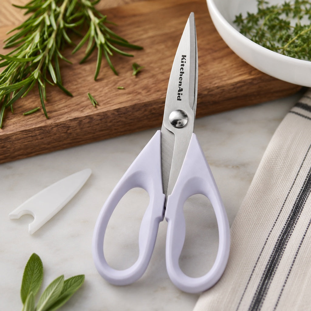 KitchenAid Lavender Purple Kitchen Scissors Stainless-Steel Utility Shears with Protective Sheath