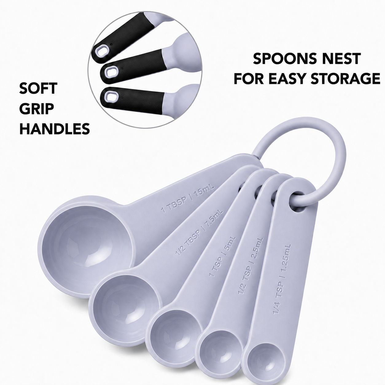KitchenAid 5-Piece Measuring Spoon Set – Lavender Purple, Dishwasher Safe