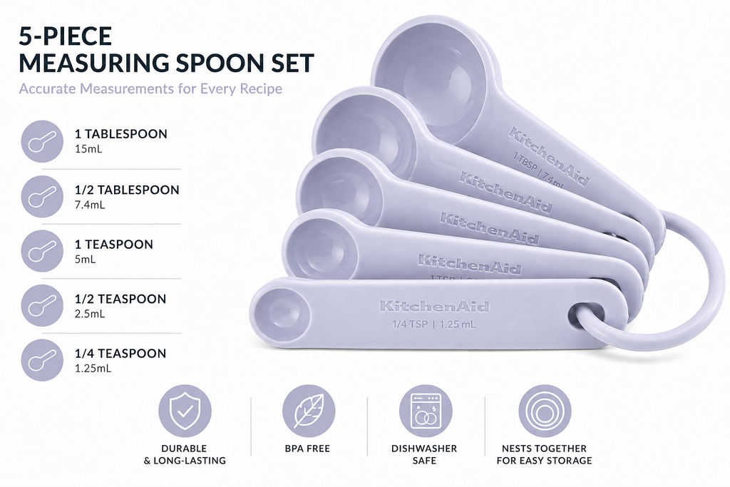 KitchenAid 5-Piece Measuring Spoon Set – Lavender Purple, Dishwasher Safe