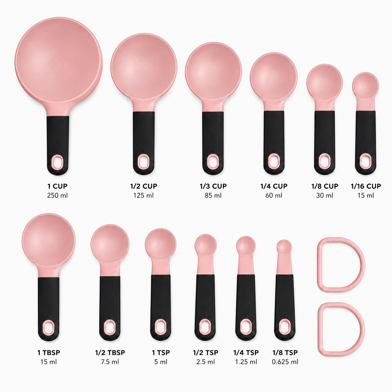 KitchenAid 9-Piece Measuring Cups & Spoons Set – Light Pink, Dishwasher Safe