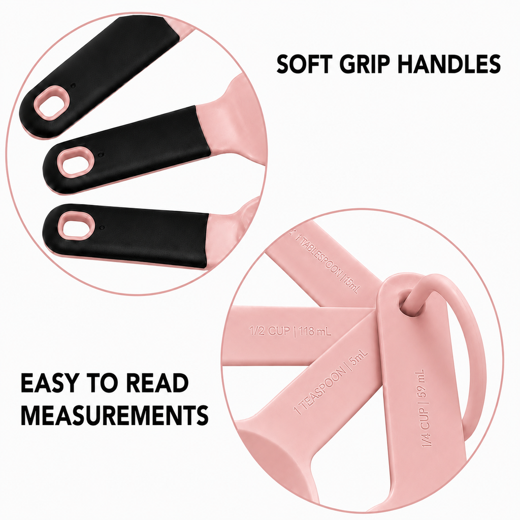 KitchenAid 9-Piece Measuring Cups & Spoons Set – Light Pink, Dishwasher Safe