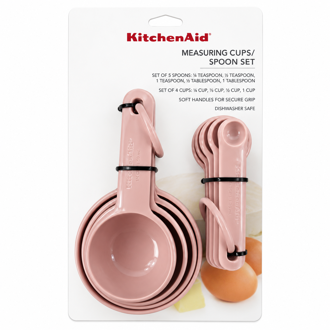 KitchenAid 9-Piece Measuring Cups & Spoons Set – Light Pink, Dishwasher Safe