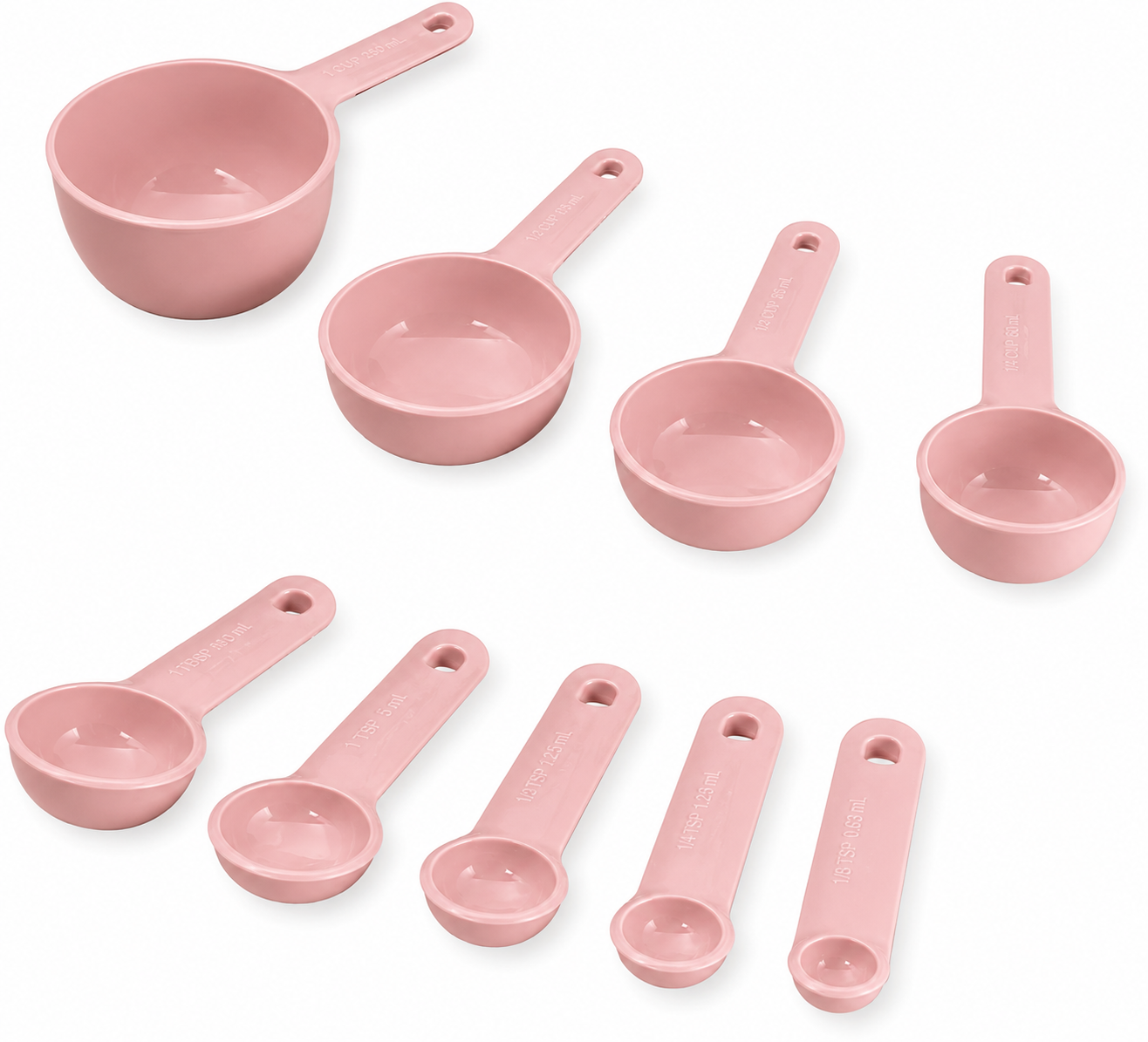 KitchenAid 9-Piece Measuring Cups & Spoons Set – Light Pink, Dishwasher Safe
