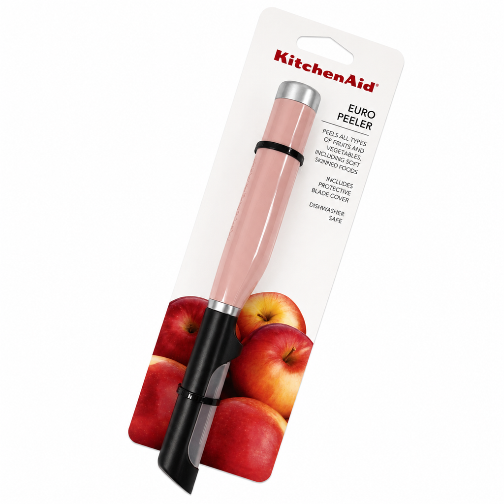 KitchenAid Euro Straight Peeler – Light Pink Fruit & Vegetable Peeler with Protective Blade Cover