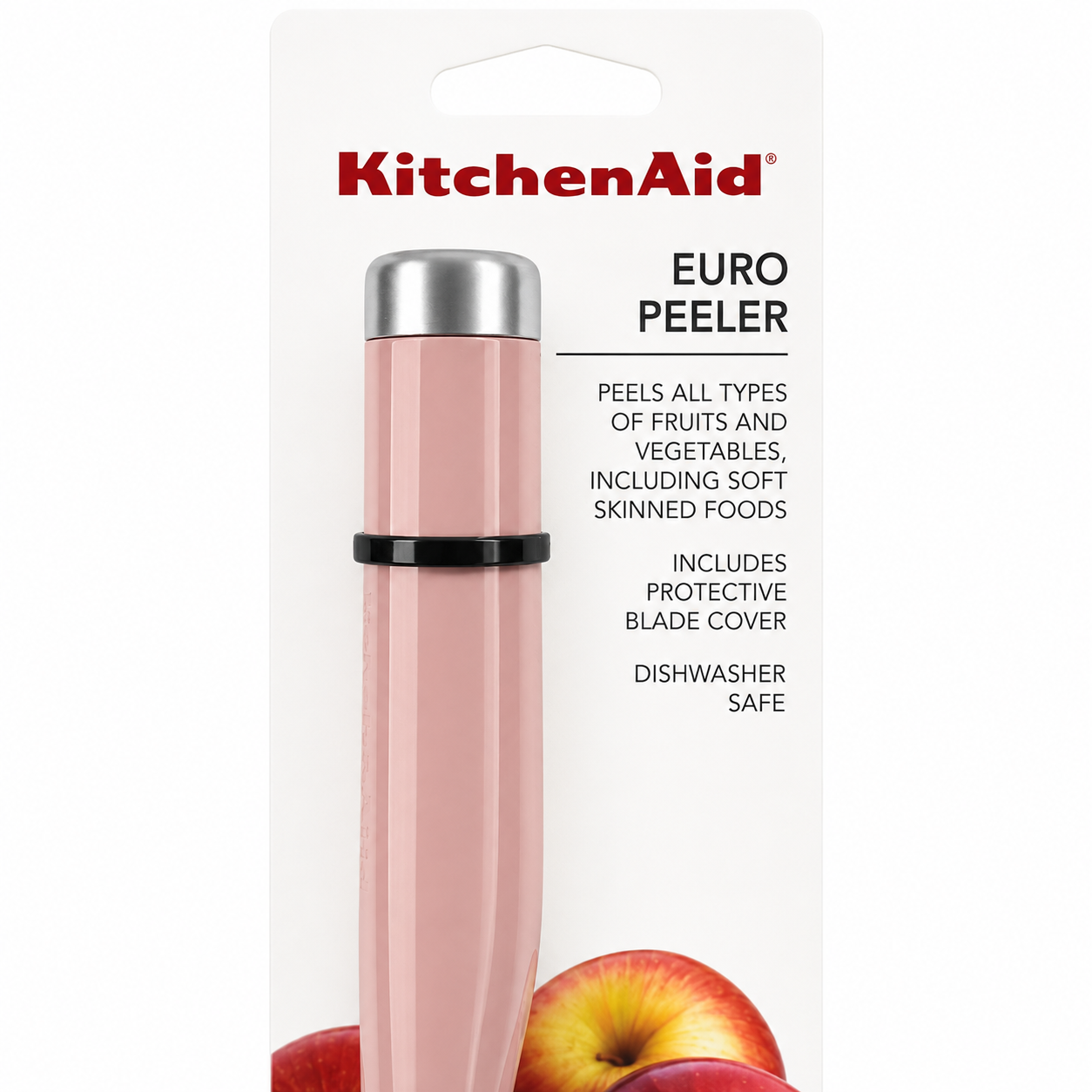 KitchenAid Euro Straight Peeler – Light Pink Fruit & Vegetable Peeler with Protective Blade Cover
