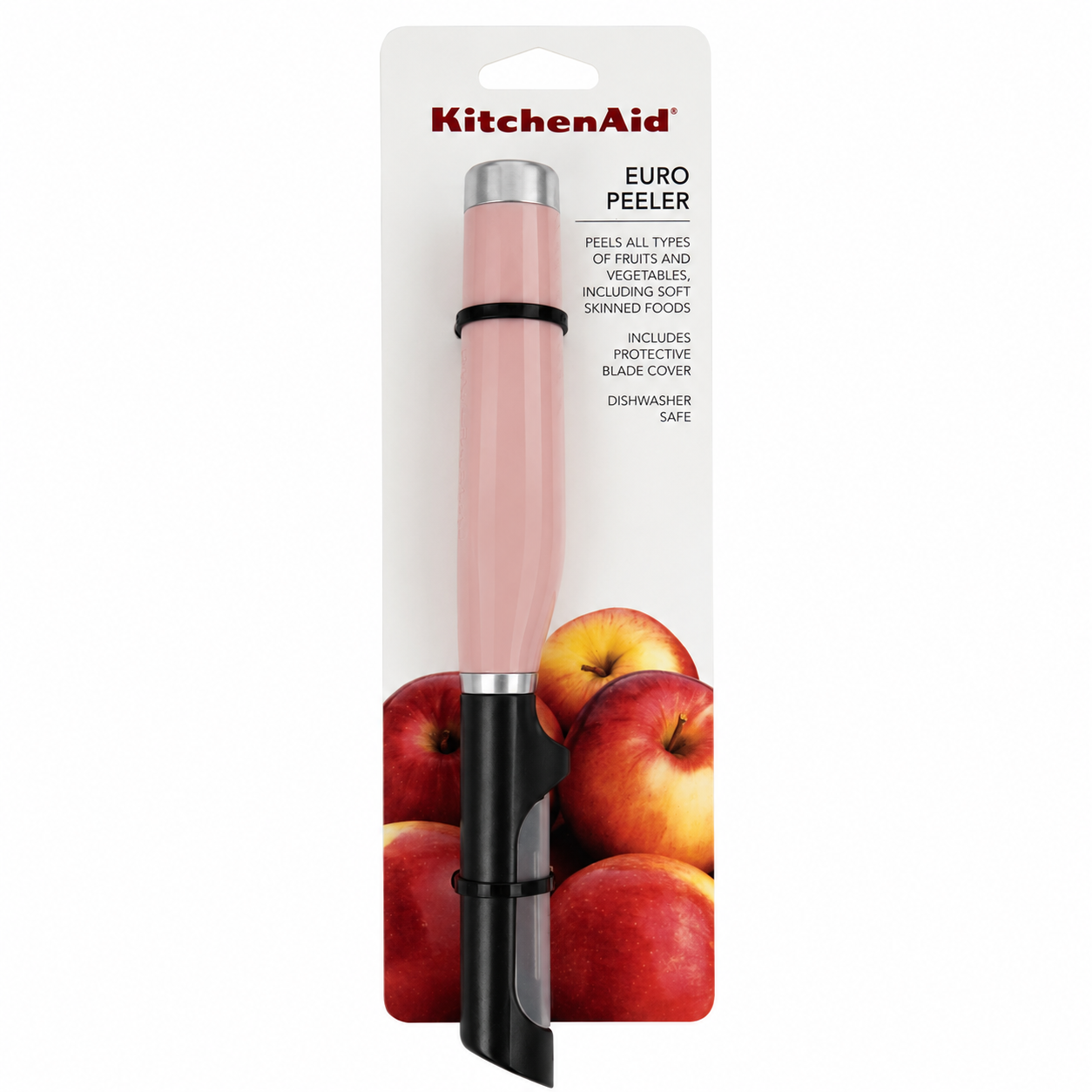 KitchenAid Euro Straight Peeler – Light Pink Fruit & Vegetable Peeler with Protective Blade Cover