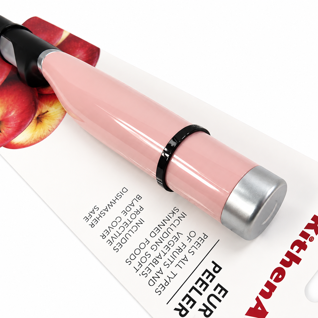 KitchenAid Euro Straight Peeler – Light Pink Fruit & Vegetable Peeler with Protective Blade Cover