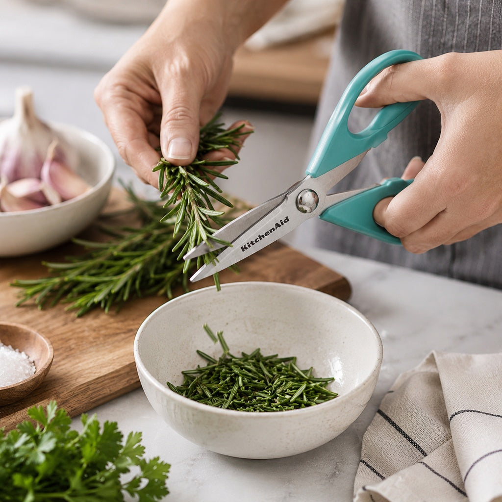 KitchenAid Teal Green Kitchen Scissors Stainless-Steel Utility Shears with Protective Sheath