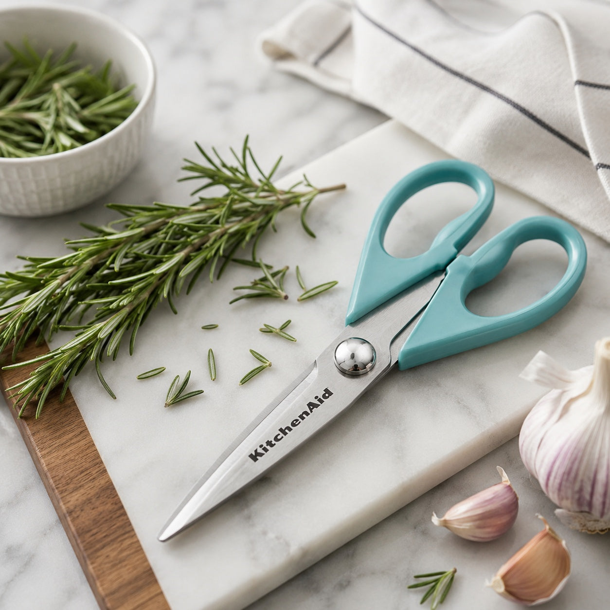 KitchenAid Teal Green Kitchen Scissors Stainless-Steel Utility Shears with Protective Sheath