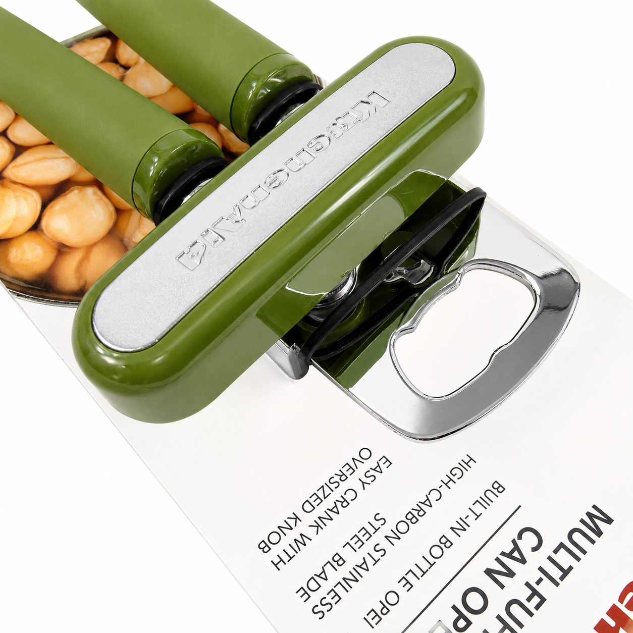 KitchenAid Multifunction Can Opener & Bottle Opener – Olive Green