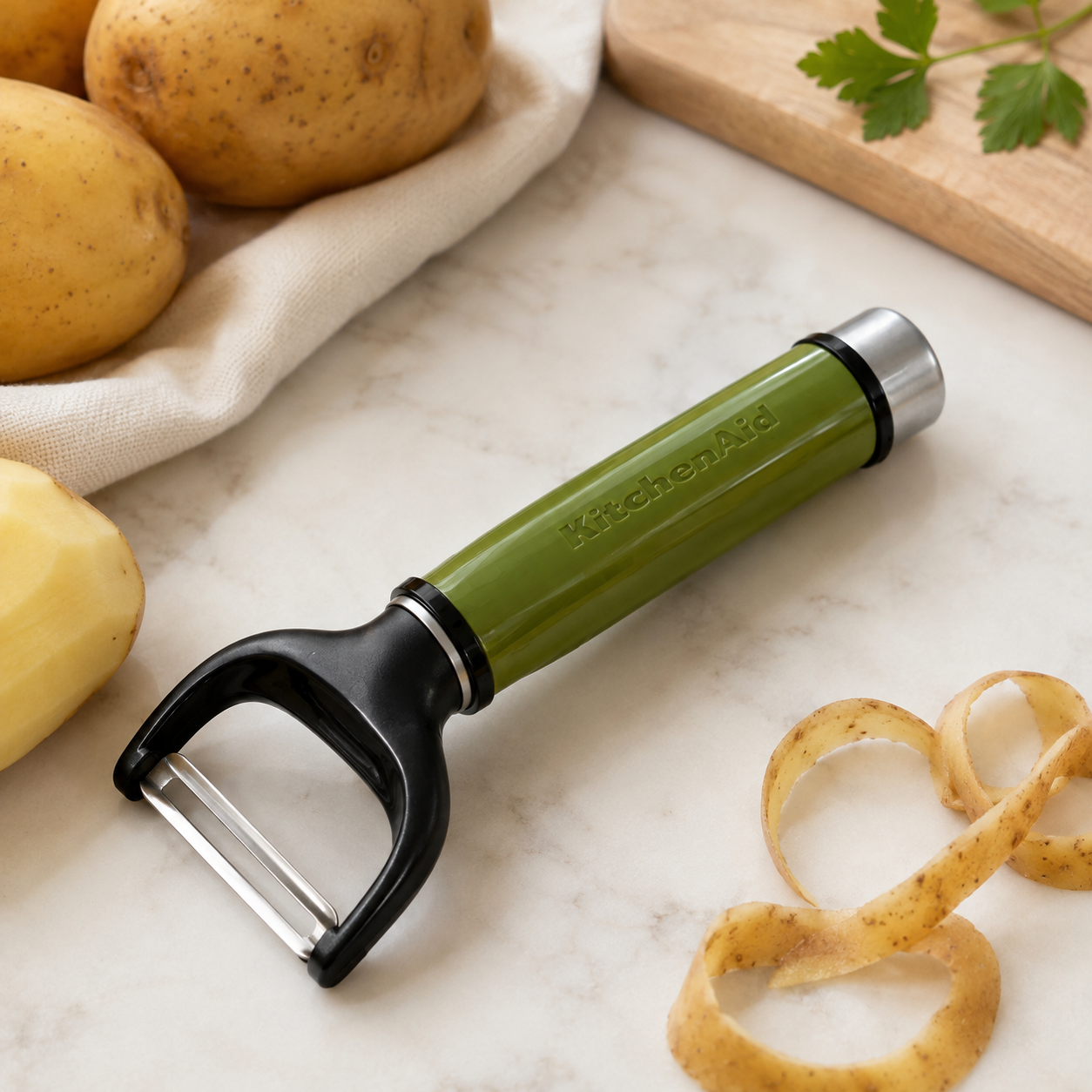 KitchenAid Y Peeler with Protective Blade Cover – Olive Green, Dishwasher Safe Vegetable & Fruit Peeler