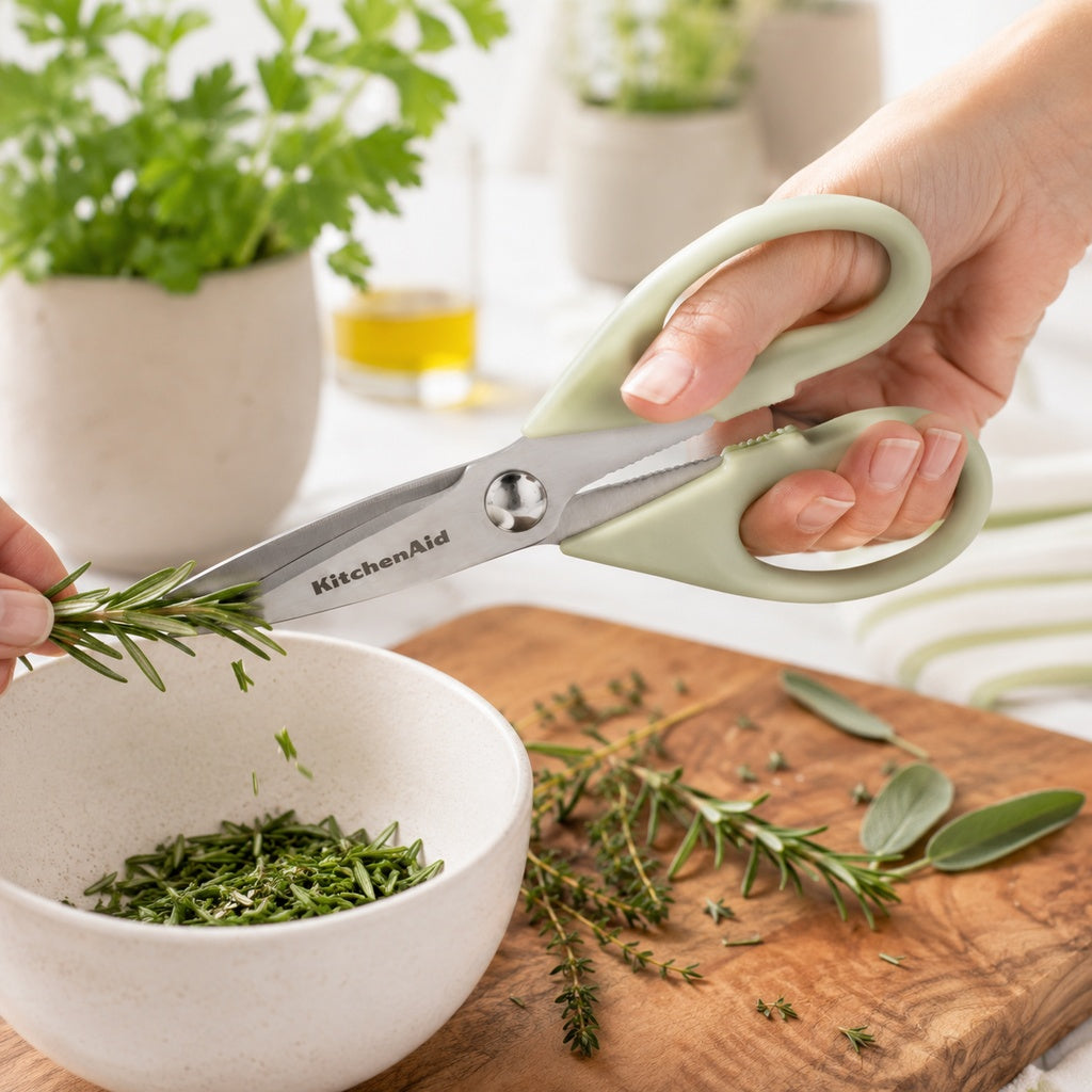 KitchenAid Pistachio Green Kitchen Scissors Stainless-Steel Utility Shears with Protective Sheath