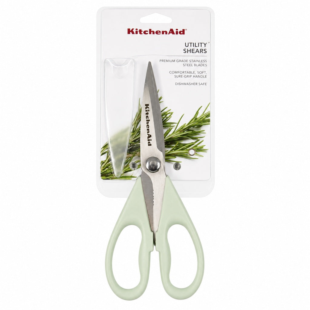 KitchenAid Pistachio Green Kitchen Scissors Stainless-Steel Utility Shears with Protective Sheath