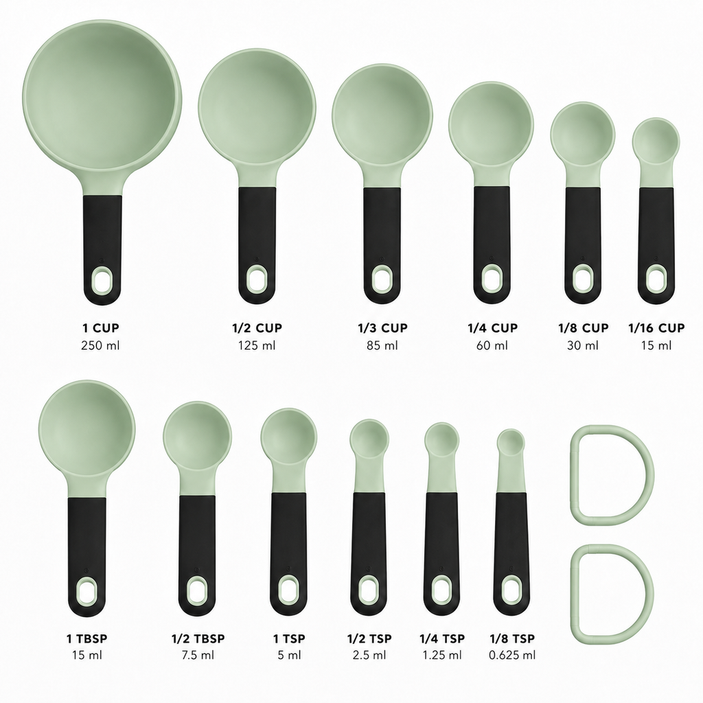 KitchenAid 9-Piece Measuring Cups & Spoons Set – Pistachio Green, Dishwasher Safe