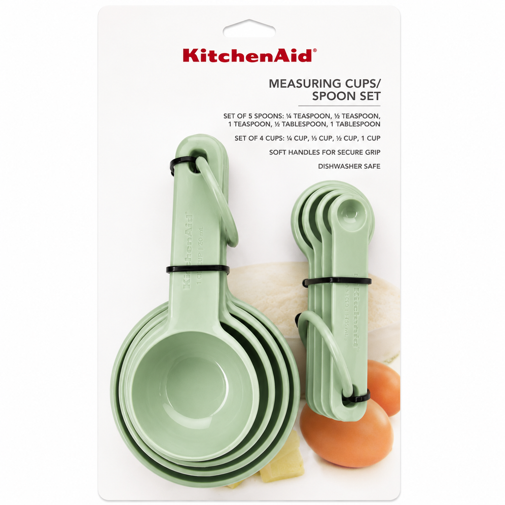 KitchenAid 9-Piece Measuring Cups & Spoons Set – Pistachio Green, Dishwasher Safe