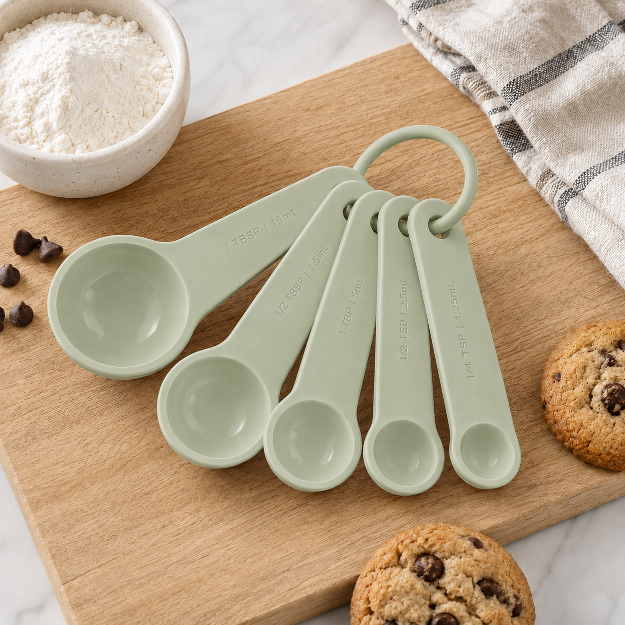 KitchenAid 5-Piece Measuring Spoon Set – Pistachio Green, Dishwasher Safe