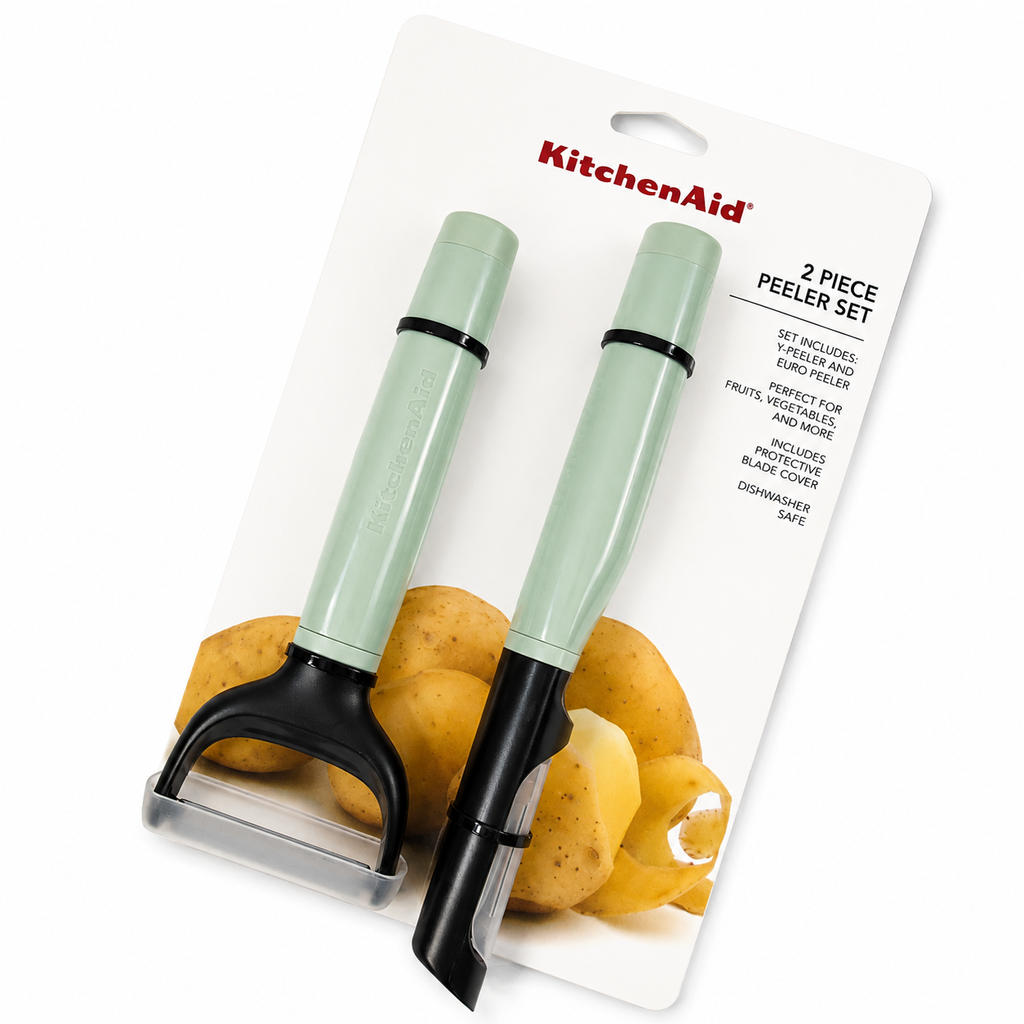 KitchenAid 2-Piece Vegetable Peeler Set with Blade Covers Y Peeler & Euro Peeler – Pistachio Green