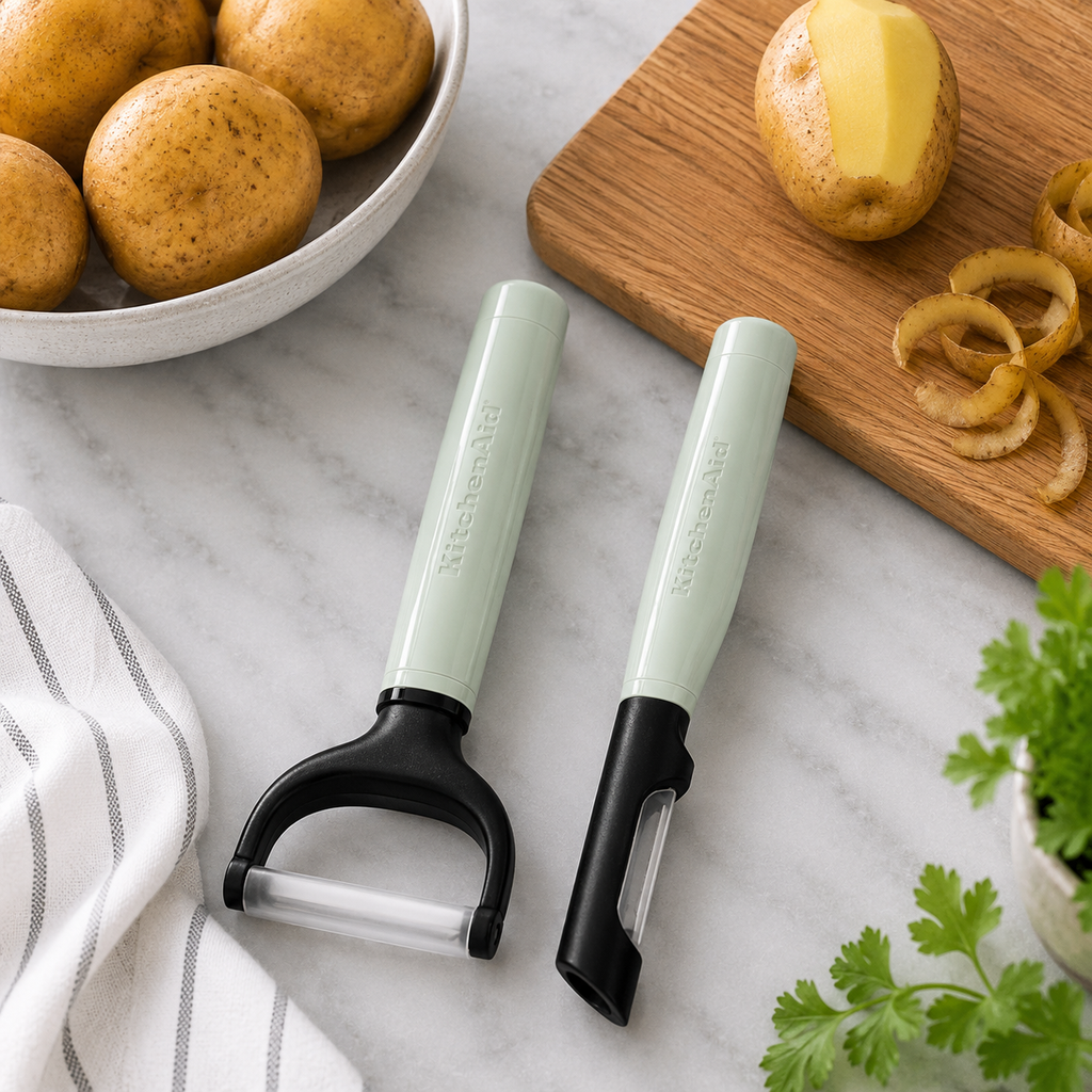 KitchenAid 2-Piece Vegetable Peeler Set with Blade Covers Y Peeler & Euro Peeler – Pistachio Green