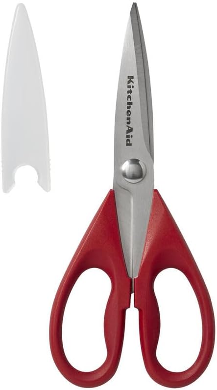 KitchenAid Red Kitchen Shears Heavy-Duty Stainless Steel Kitchen Scissors with Protective Sheath