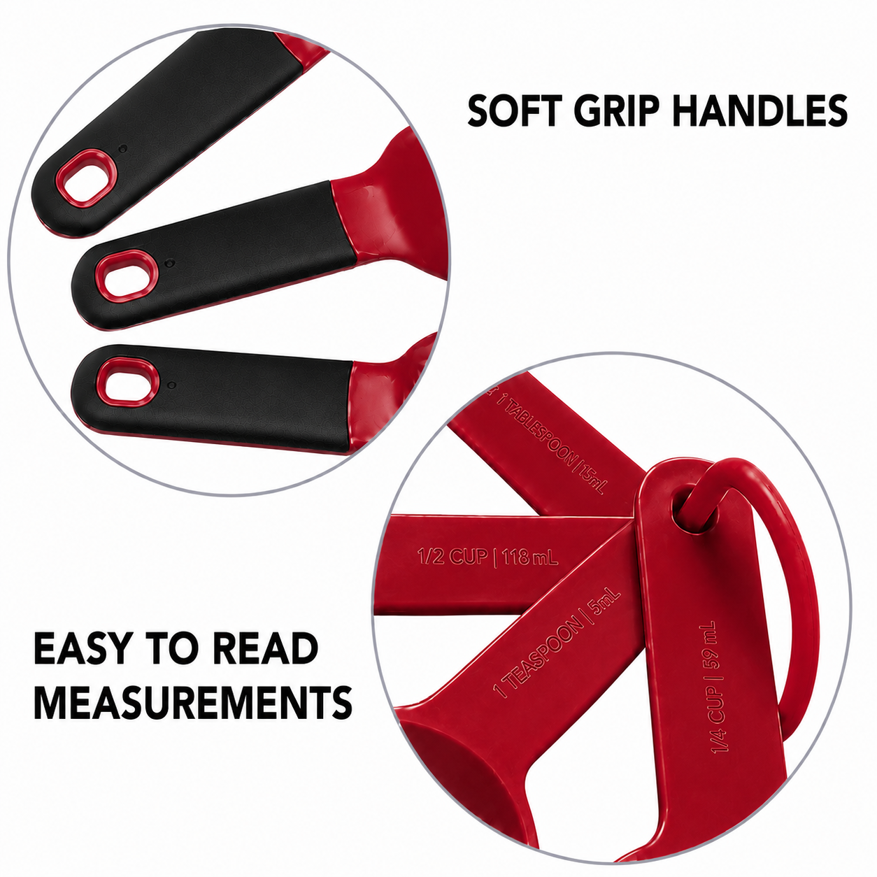 KitchenAid 9-Piece Measuring Cups & Spoons Set – Red, Dishwasher Safe