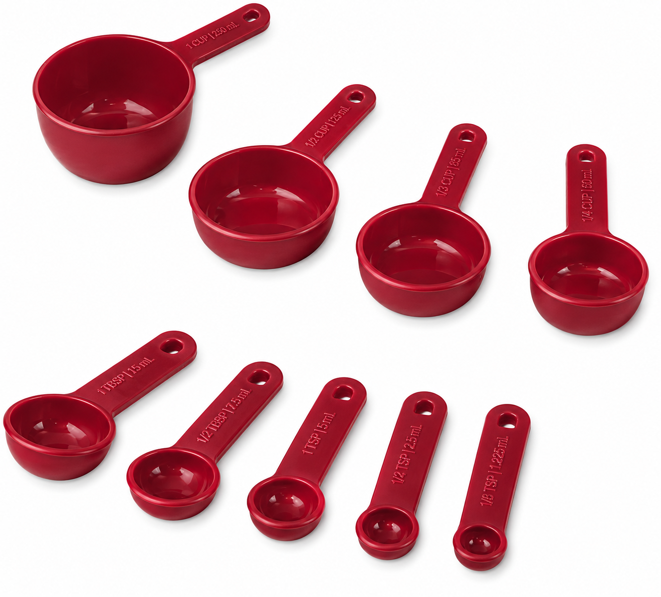 KitchenAid 9-Piece Measuring Cups & Spoons Set – Red, Dishwasher Safe