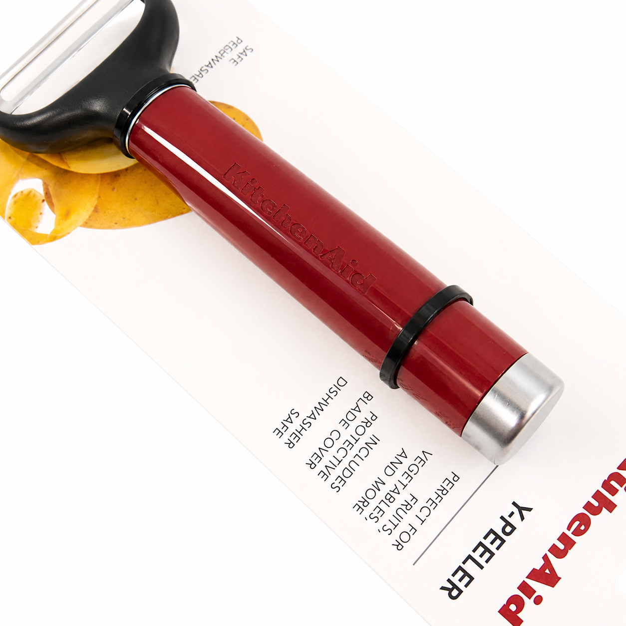 KitchenAid Y Peeler with Protective Blade Cover – Red, Dishwasher Safe Vegetable & Fruit Peeler
