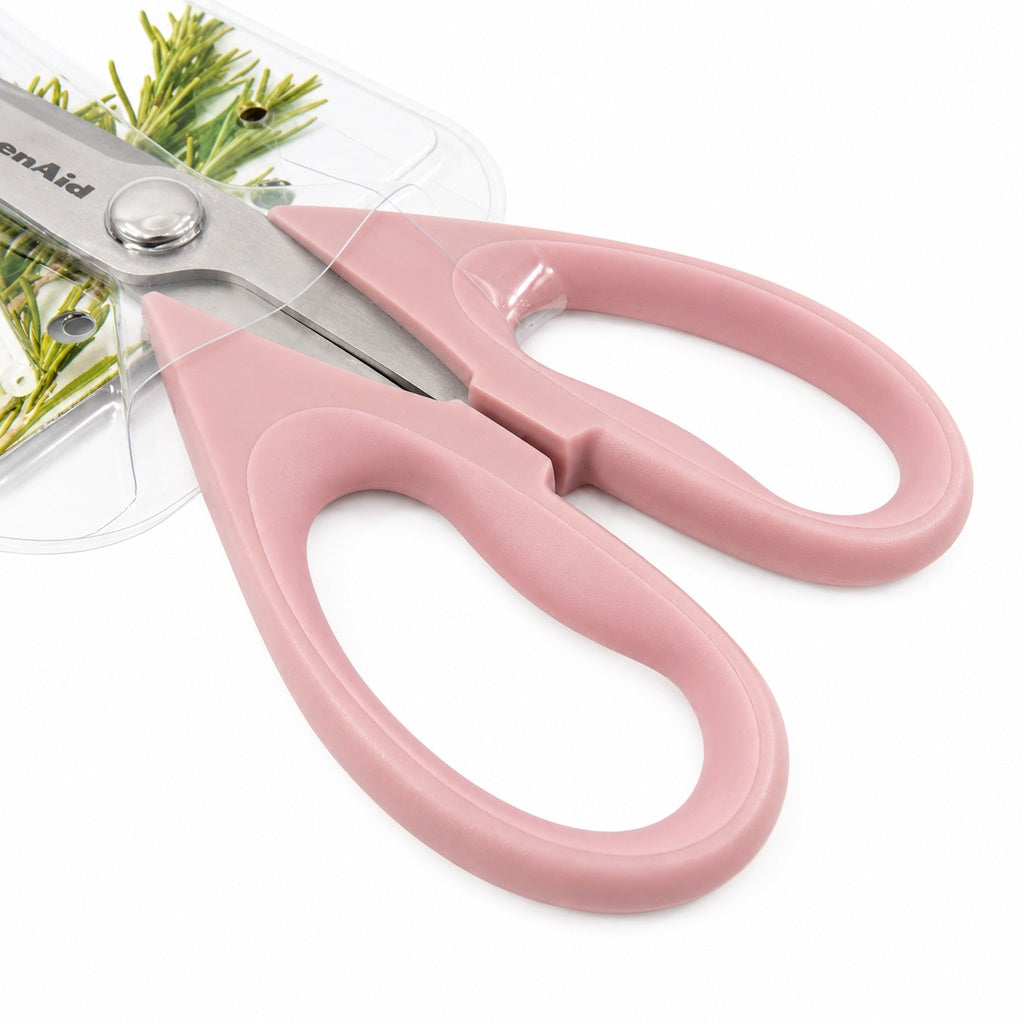 KitchenAid Rose Pink Kitchen Scissors Stainless-Steel Utility Shears with Protective Sheath