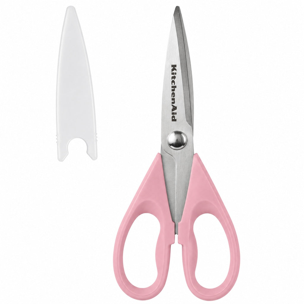 KitchenAid Rose Pink Kitchen Scissors Stainless-Steel Utility Shears with Protective Sheath