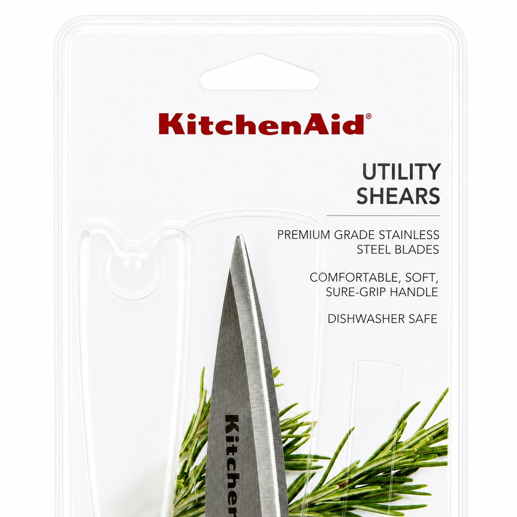 KitchenAid White Kitchen Scissors Stainless-Steel Utility Shears with Protective Sheath