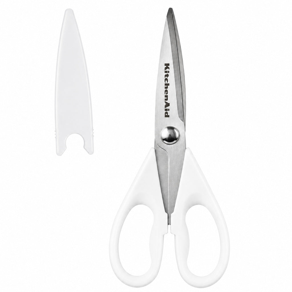 KitchenAid White Kitchen Scissors Stainless-Steel Utility Shears with Protective Sheath