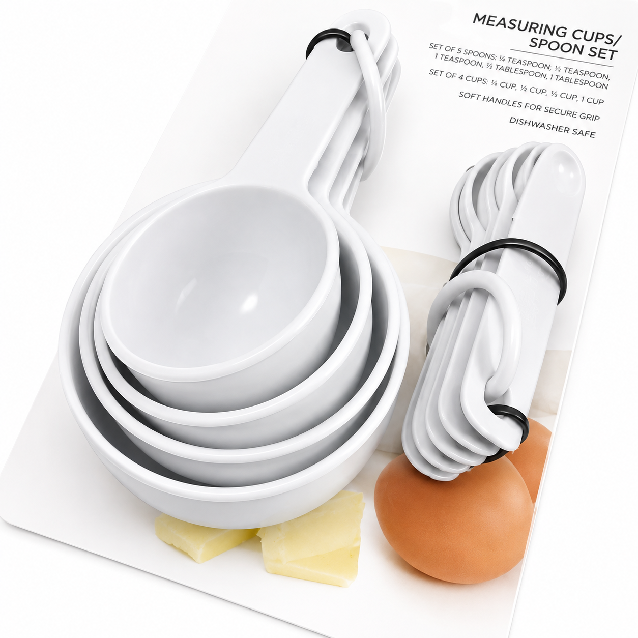 KitchenAid 9-Piece Measuring Cups & Spoons Set – White, Dishwasher Safe