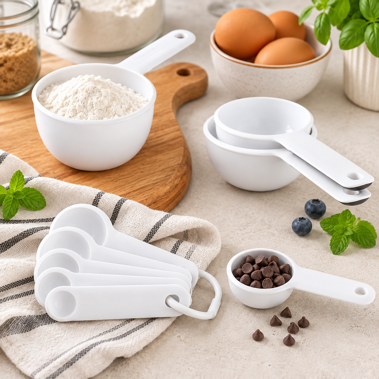 KitchenAid 9-Piece Measuring Cups & Spoons Set – White, Dishwasher Safe