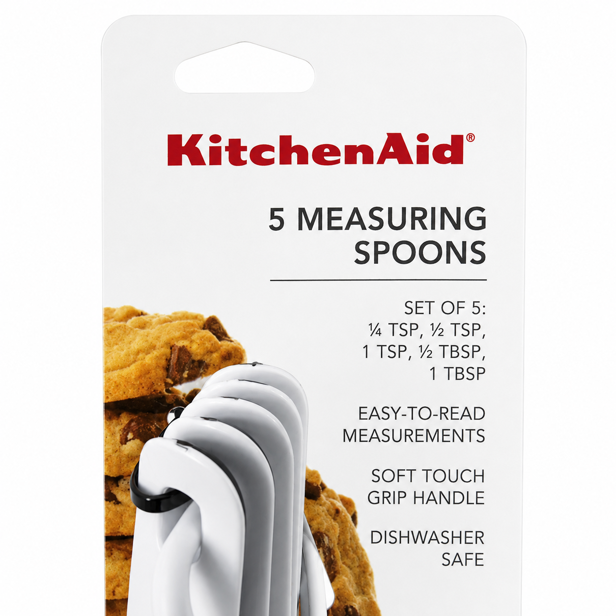 KitchenAid 5-Piece Measuring Spoon Set – White, Dishwasher Safe