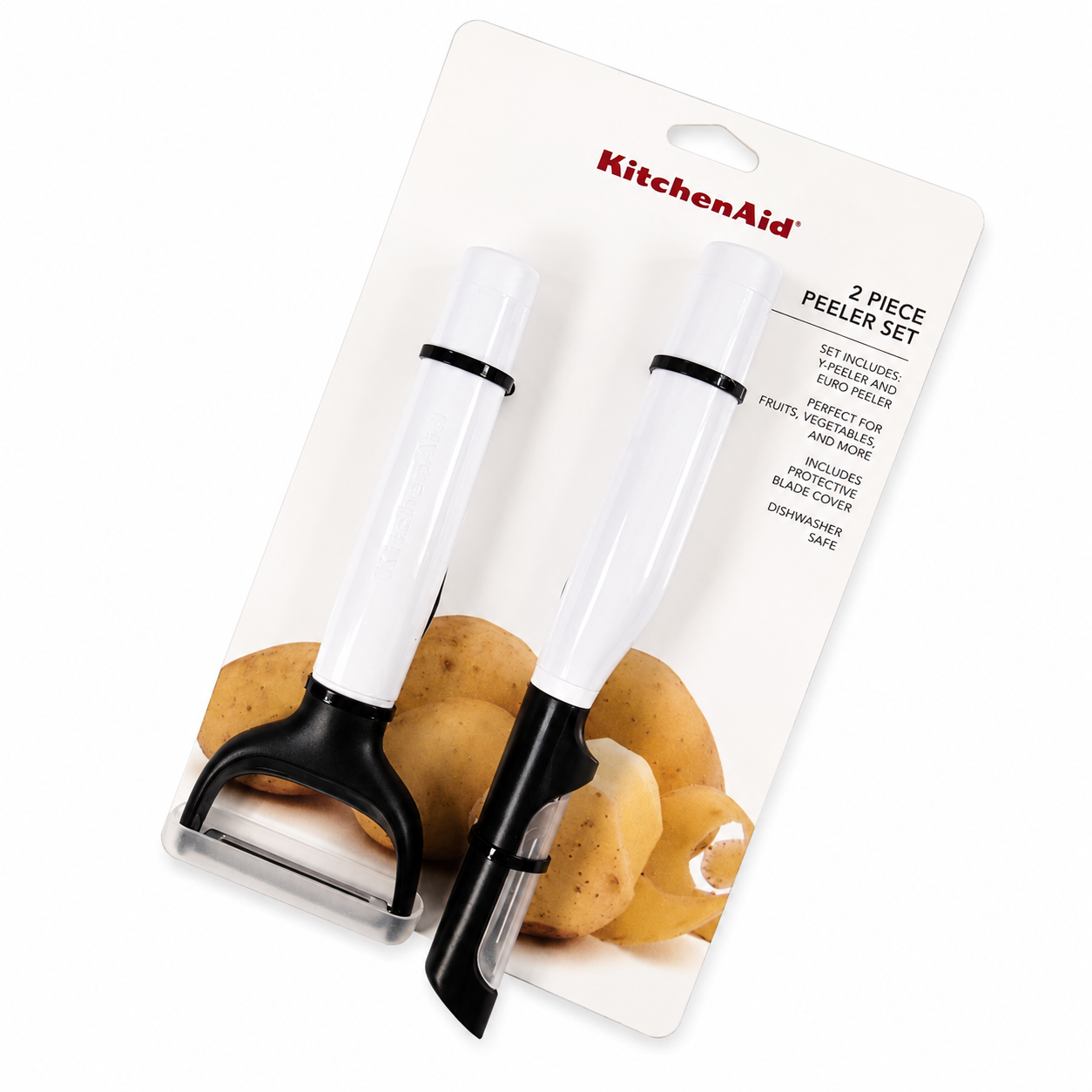 KitchenAid 2-Piece Vegetable Peeler Set with Blade Covers Y Peeler & Euro Peeler – White