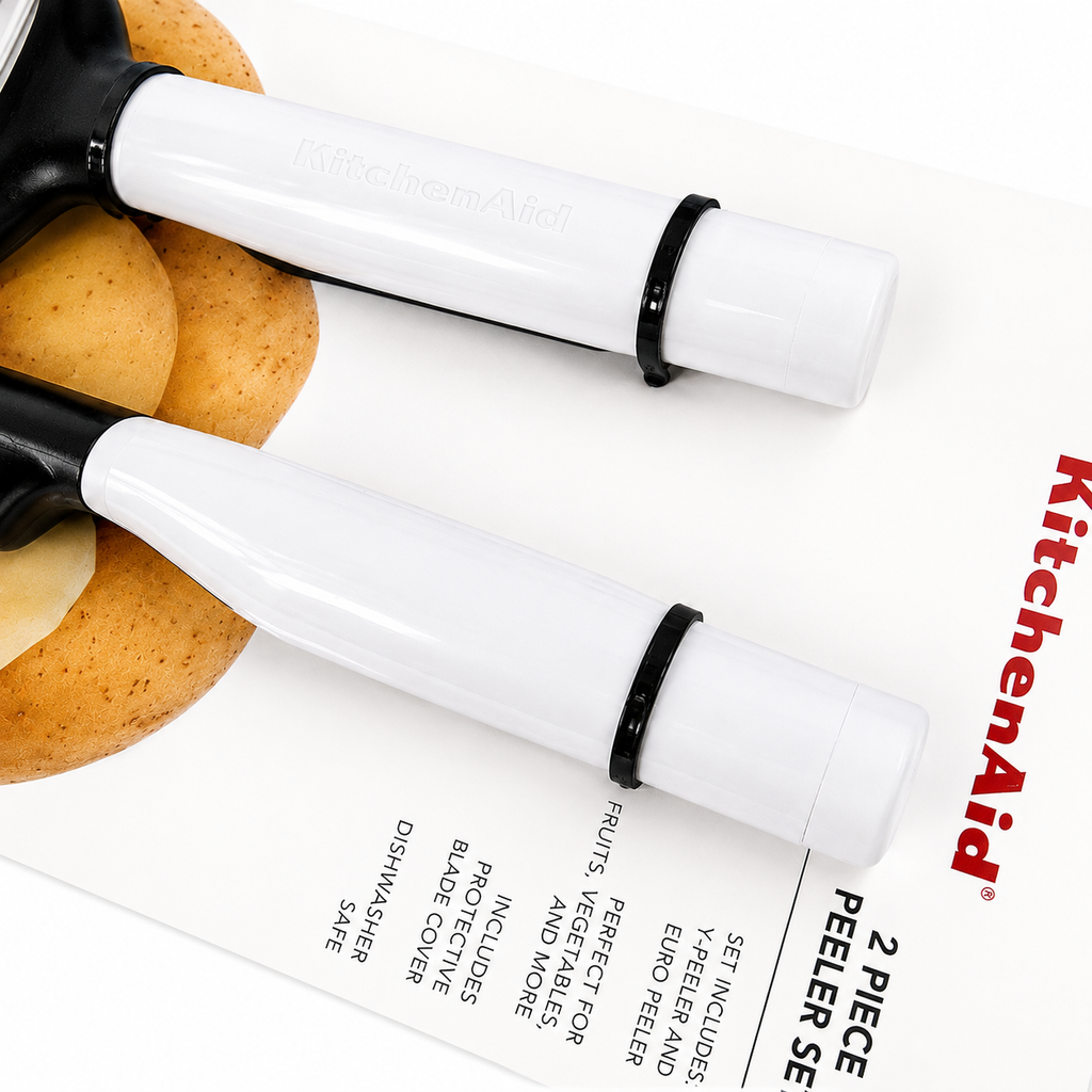 KitchenAid 2-Piece Vegetable Peeler Set with Blade Covers Y Peeler & Euro Peeler – White