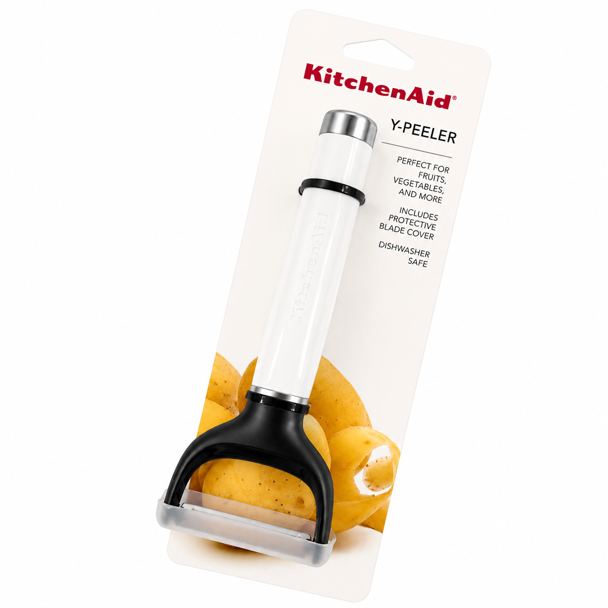 KitchenAid Y Peeler with Protective Blade Cover – White, Dishwasher Safe Vegetable & Fruit Peeler